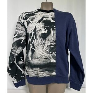 Versace Medusa Art Print Blue Colorblock Sweatshirt Men's MEDIUM